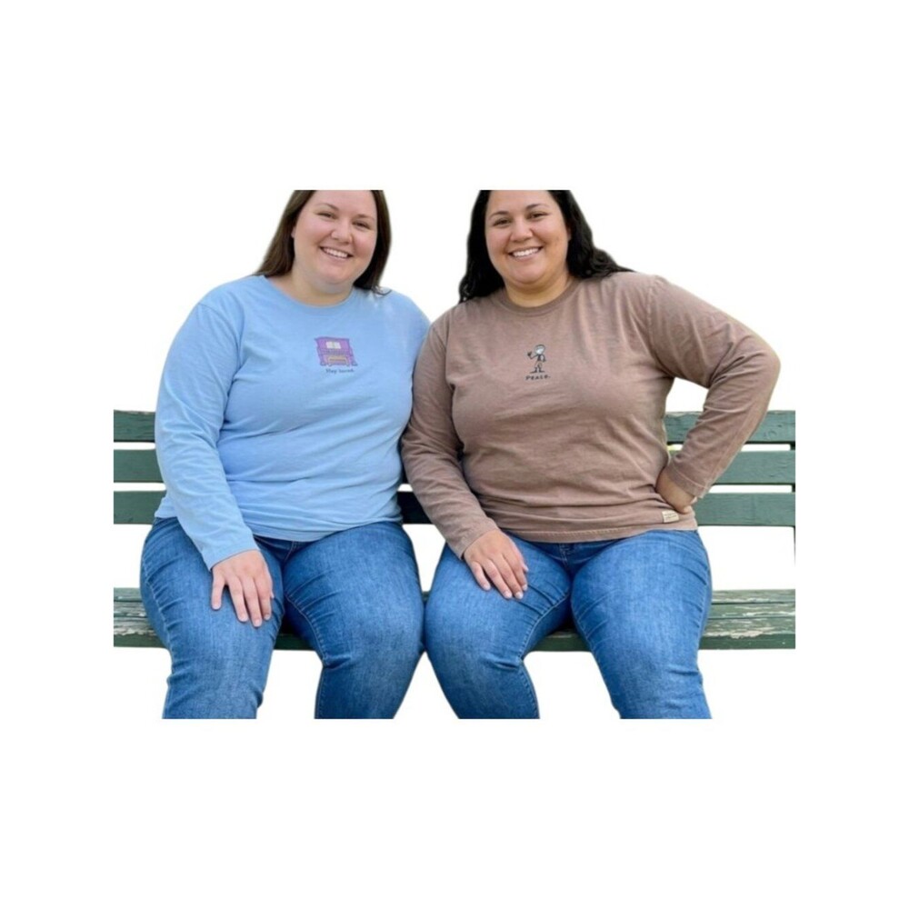 Lot Of TWO Life is Good Long Sleeve Tees Women XXL Blue Brown 2X - Picture 2 of 12